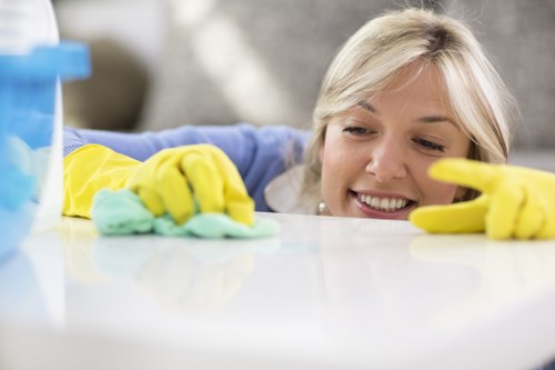 Professional office cleaners in Marylebone cleaning a modern workspace