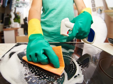 Deep cleaning a modern kitchen in Marylebone